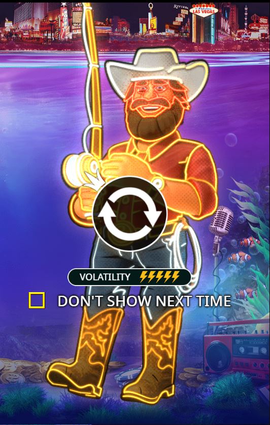 Fisherman rocker character with fishing rod and golden coins